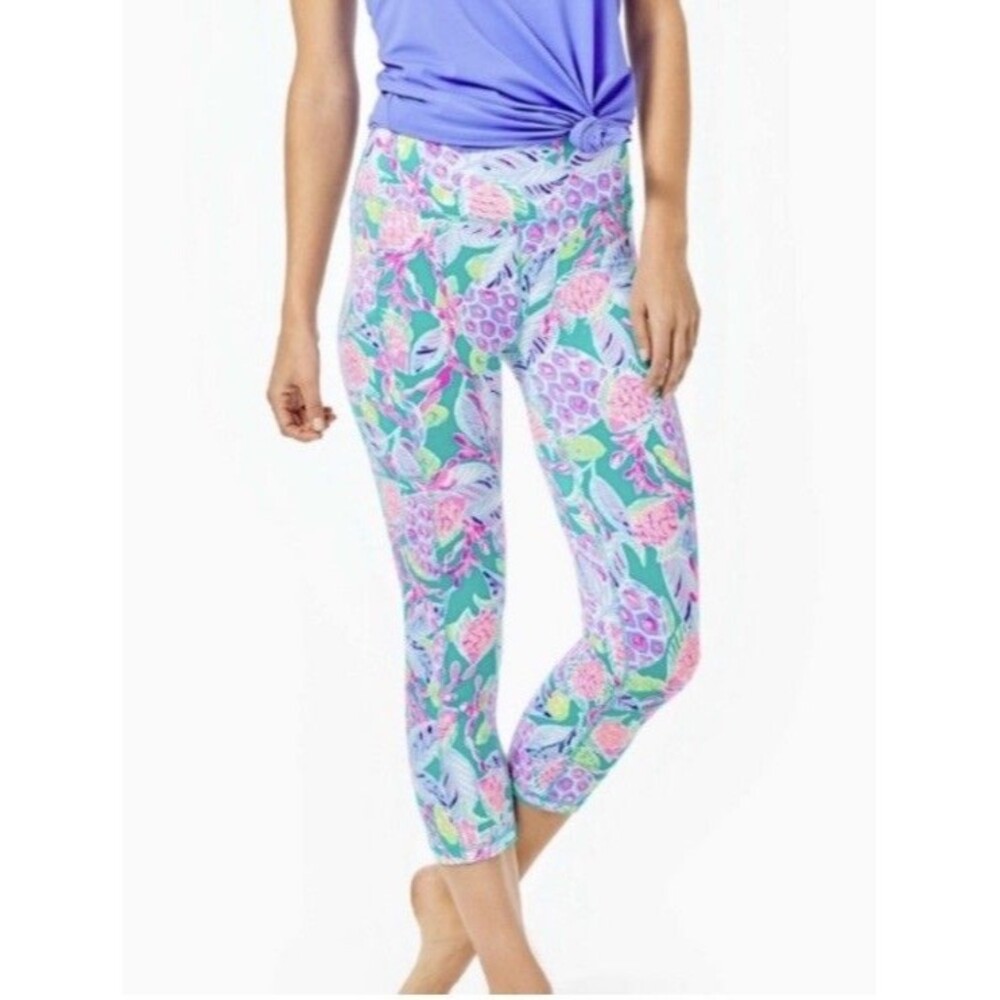 Lilly Pulitzer Luxletic Weekender High Rise Crop Turtle Wave Size Small